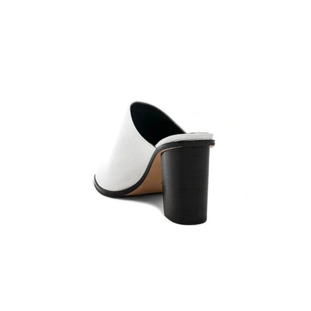 REBECCA MINKOFF Womens White Gavra Slip On Leather Heeled Mules Shoes 8 M - Picture 2 of 3